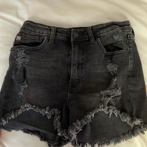 Black jean shorts, worn 4 times